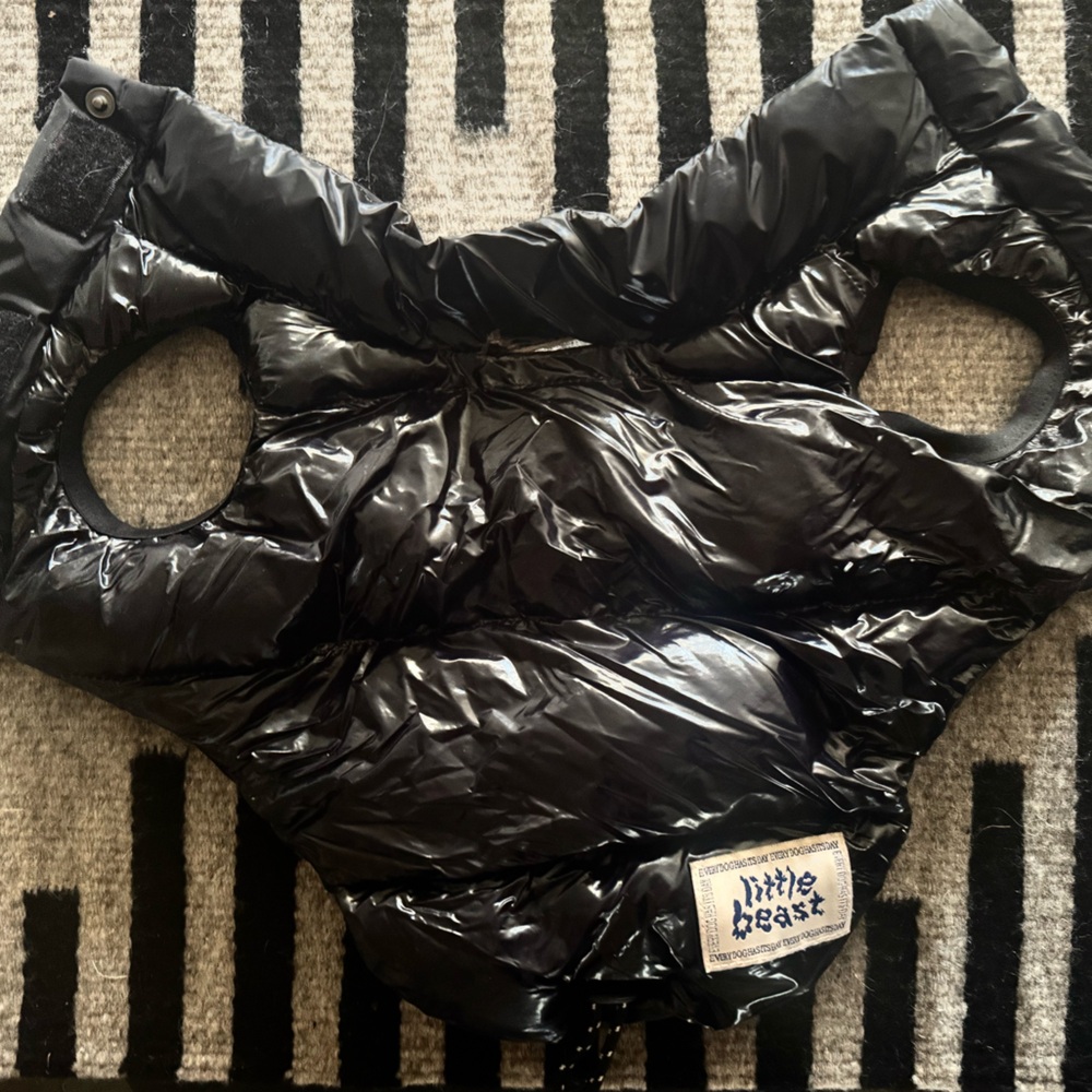 Little Beast Shiny Reversible Black Puffer Dog Jacket XXS